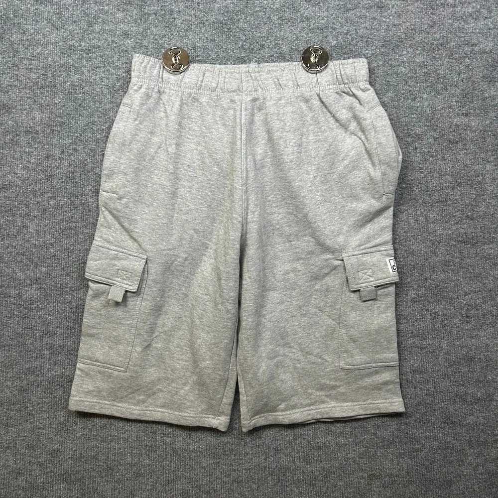 Pro Club Fleece Cargo Sweat Shorts Men's Gray Elastic Waist Y2K Athletic - XL